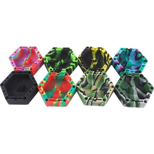 2pcs Hexagon silicone Ashtray Eco Friendly Unbreakable Soft Rubber High Temperature Heat Resistant Colorful Holder Smokers put