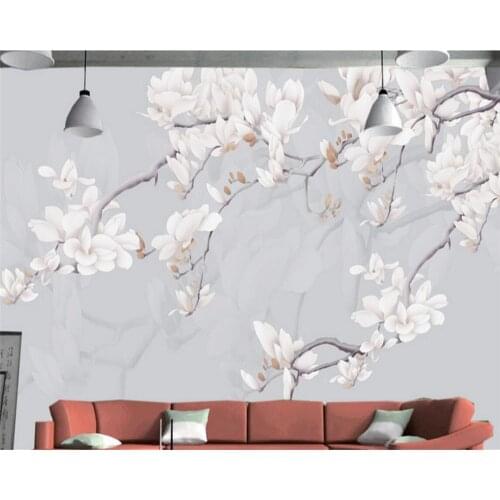 Beibehang 3D Wallpaper Hand painted HD Magnolia 3D Living Room Bedroom Wall Decorative Wallpaper papel de parede 3d wallpaper