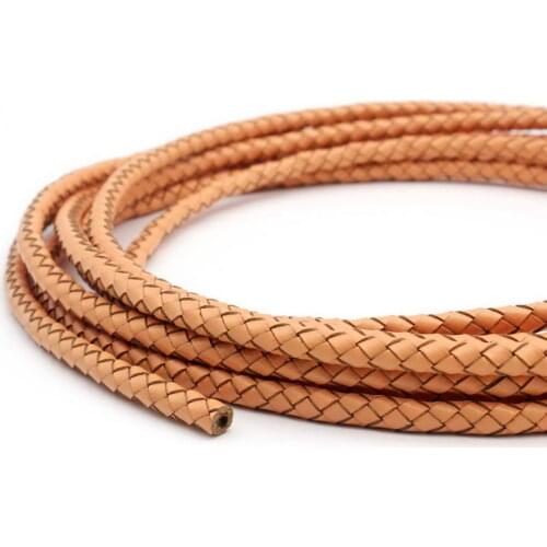 Aaazee 1 Yard 5mm Round Coral Braided Bolo Leather Strap Braid Cord for DIY Bracelet Jewelry