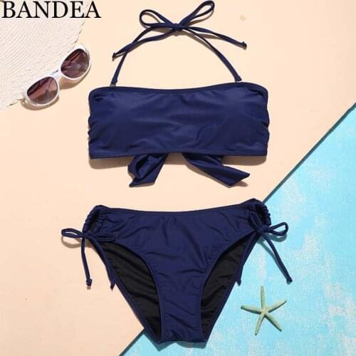 BANDEA Push Up Bikini Women Solid Bandeau Swimsuit Sexy Bandage Bikini Set Swimwear Brazilian bikini Femal Bathing Suit 027