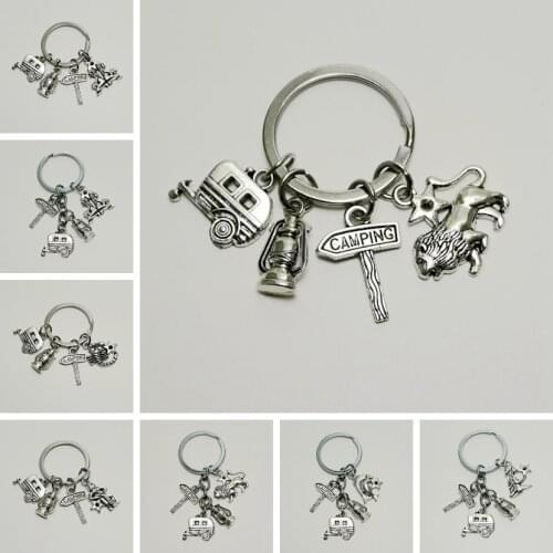 New Twelve constellations Camping Trailer Keychain RV Caravan Campground Key Chain Summer Vacation travel Constellation key ring