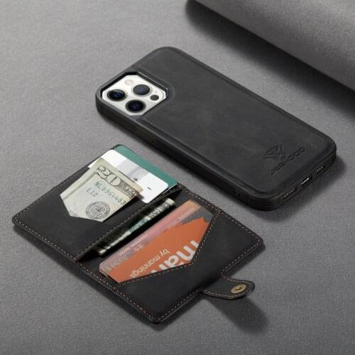 For iPhone 13 Pro Max Case Leather Magnetic Removable Wallet Purse Back Cover For iPhone 13 Pro 13 Mini Case Luxury Card Holder