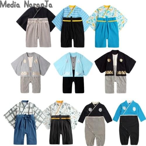 2019 Spring Autumn baby boys cotton jumpsuit 1-2 years old classic Japanese style kimono