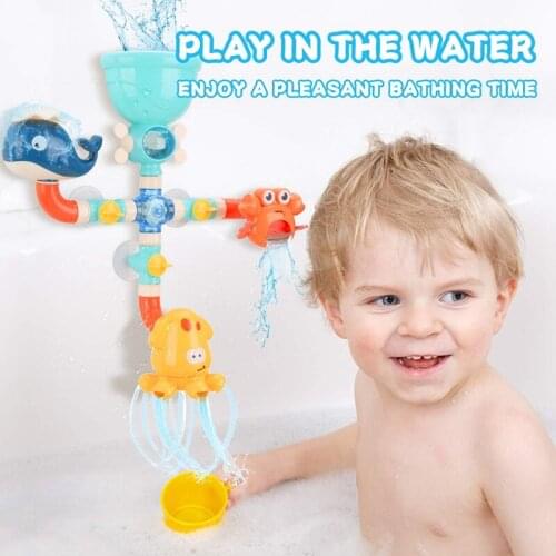 Baby Bath Toys DIY Water Pipes Toys with Water Spray Bathtub Toys Windmill for Toddlers Kids Girls Boys