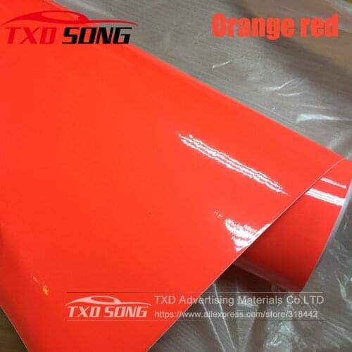 Fluorescent orange Red Vinyl Film Self Adhesive Car Wrapping Sticker With 4 Colors For Choice Fluorescent Vinyl Film