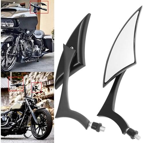 Chrome Motorcycle Blade Rear View Mirrors for Harley Cruiser Bobber Chopper