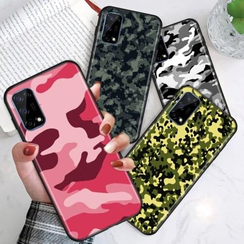 Camouflage Army For Realme V15 X50 X7 X3 superzoom X2 C17 C11 C3 7i 7 6i 6S 6 5 Narzo 20 5G Pro Soft Phone Case