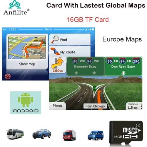 Anfilite 16GB Micro SD Card Android Car GPS Navigation 2018 Map software for Europe,Italy,UK,USA,AU,Turkey,France,Germany