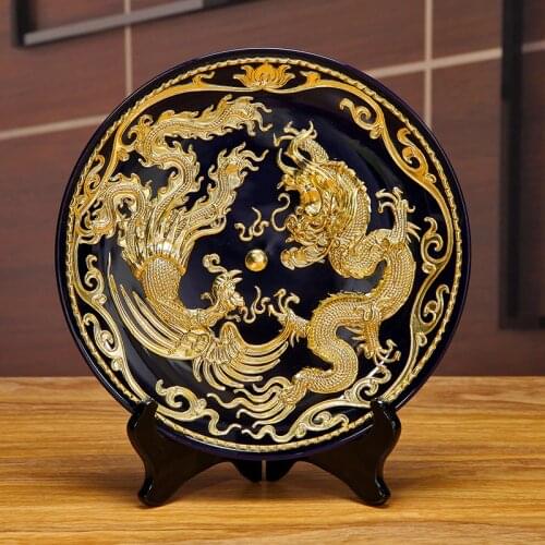 Chinese Lacquer Thread Sculpture dragon and phoenix Ceramic Decoration Handicraft Living Room Porch Adornment Gifts