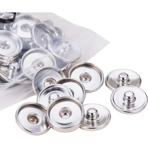 Brass Snap Button Cabochon Settings Flat Round Lead Free Nickel Free Cadmium Free Platinum Tray 16mm 18x5.5mm