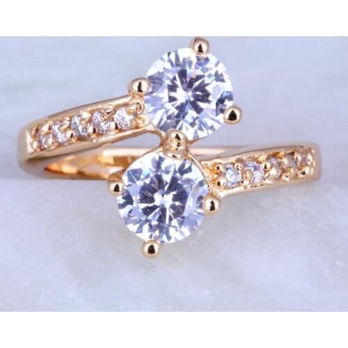 Love Monologue Sparkling White Cubic Zirconia Yellow Gold Color Rings Wedding Jewelry J0439 Size 6/7/8/9 Free Fast Shipping