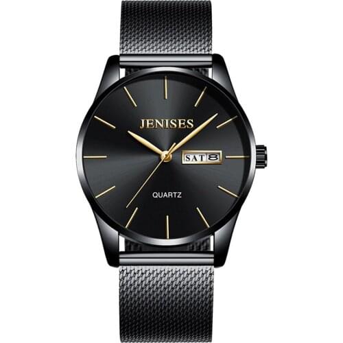 Men Watches 2020 Luxury Brand JENISES Quartz Wristwatch Male Clock Date Hodinky Fashion Trend Steel Mesh Business Mens Watch