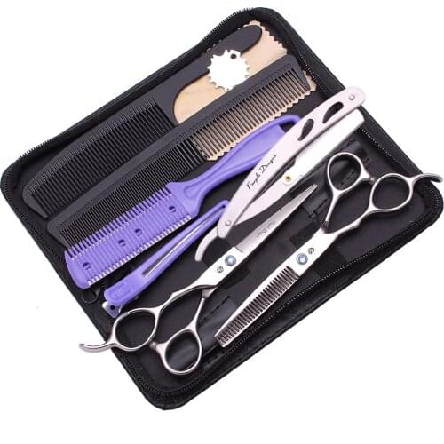 Hair Scissors 5.5" 6.0" 7.0" Left Hand Purple Dragon Stainless Barber Razor Hair Cutting Scissors Thinning Shears 8000# Tijeras