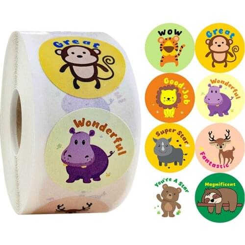 500PcsReward Stickers for Kids Teacher Cute Animals Classroom Motivational Sticker Support Behavior Birthday Gift for Boys Girls