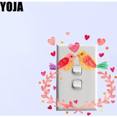 YOJA Lovely Heart Shape Birds Decor Wall Switch Sticker Living Room Bedroom Decals 10SS0402