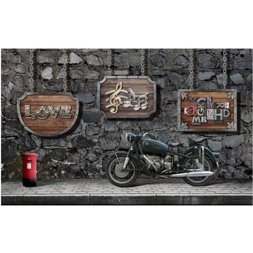 Custom photo mural 3d wallpaper Retro nostalgic motorcycle bar brick wall living room home decor wallpaper for walls 3 d