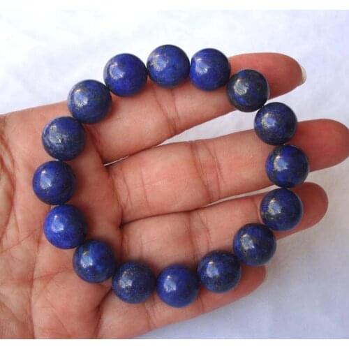 Natural Lapis Lazuli Round 12mm Beads Bracelet Women Man Jewelry Accessories Weddings Parties Birthday Gift