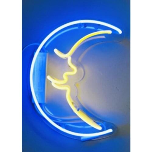 14“ Moon Acrylic Custom Neon Light Lamp Sign Beer Bar Handmade Real Glass Decorate Home Wall Room Windows Tube Artwork