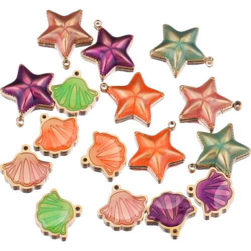 NEW5pcs Lot Stainless Steel Enamel Sea Shell Designer Charms Ocean Pendants Starfish Anklet Bracelet Necklace DIY Jewelry Making