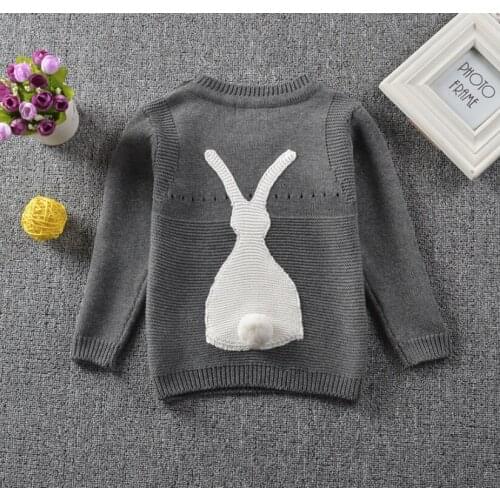 New Baby Girls Boys Clothes Pullover Christmas Rabbit Embroidered Children Knitted Sweater Kids Long Sleeve Casual Warm Sweaters