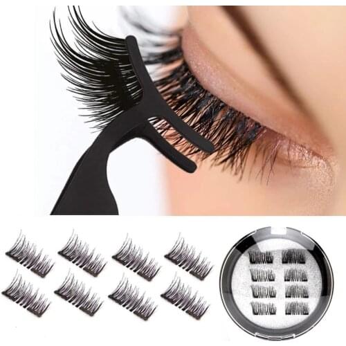 Single / double / three magnets eyelashes hand-woven European and American makeup magnet false eyelashes support customization