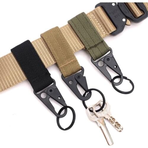Outdoor Tactical Nylon Webbing Carabiners Buckle Keychain Multi-functional Mountaineering Olecranon Hook MOLLE Key Belt
