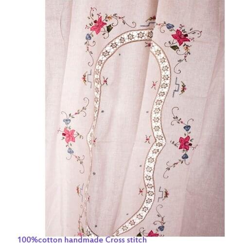 Pastoral handmade cotton Cross stitch lace Tablecloth dining tea Wedding Table Cover cloth kitchen Christmas party home decor