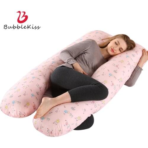 Bubble Kiss U-Shape Maternity Pillows Large Pregnant Side Sleepers Cushion For Bed Sleep Support Pillow Cotton Cartoon Pillow