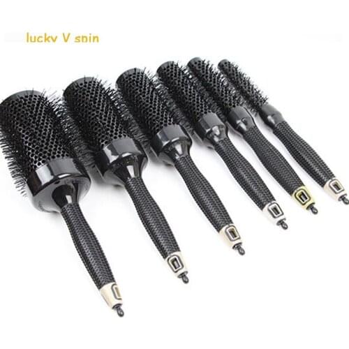 Hight Professional Anti-static hair comb High Temperature aluminum Iron Round Comb 6 Size Hair Tools Hair Brush