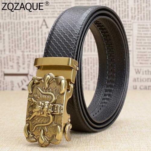 Leather Belts For Men Luxury Fashion Dragon Auto Buckle Belt Unique Brand Designer Business Waistbands Casual Girdle Belt SY1923