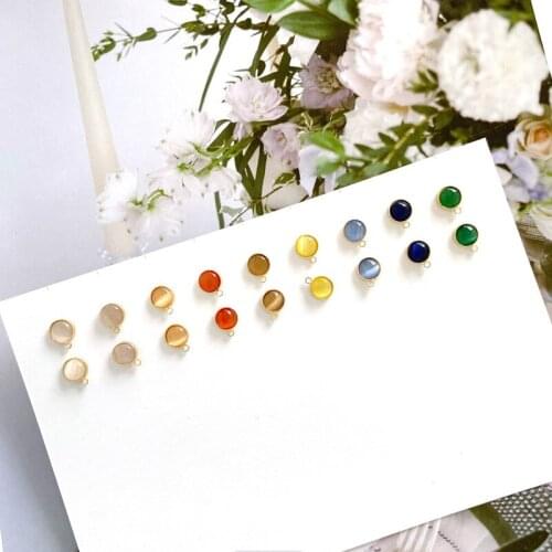 S925 Sterling Silver Ear Pin Exquisite Compact All-match round Opal Ear Stud Vintage Texture DIY Earring Material 4pcs