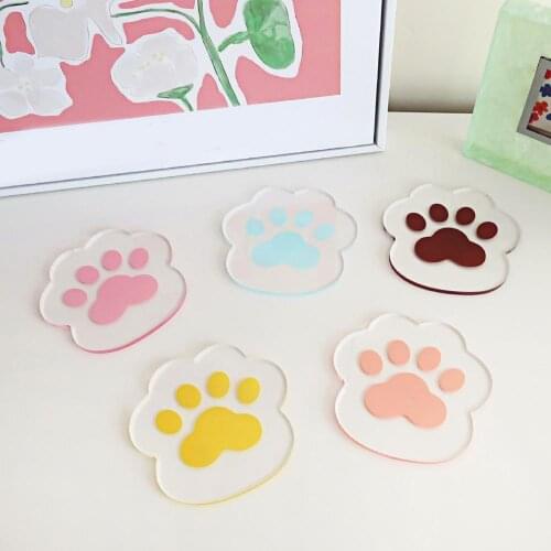 Cute Heat Insulation Acrylic Cat Claw Shape Table Mat Heat Pad Family Office Anti-skid Tea Cup Milk Mug Coffee Cup Coaster