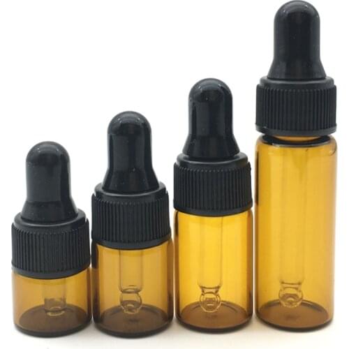 10pcs Mini 1ml 2ml 3ml 5ml Empty Dropper Glass Bottle Portable Aromatherapy Essential Oil Clear Jar Amber Vial