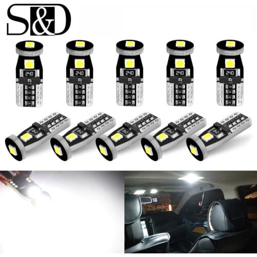 10pcs T10 W5W LED 194 168 Canbus Error Free LED Bulbs 3030 Chips Car Interior Door Reading Lights Parking Lamp 6000K Auto 12V