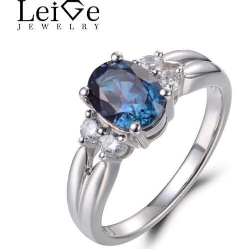 Leige Jewelry Womens Engagement Rings Alexandrite Ring Oval Cut Gemstone June Birthstone Real 925 Sterling Silver Elegant Rings