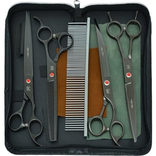 8.0" Japan 440c Pets Grooming Scissors Sharp Cutting Thinning Shears Dogs Cats Curved Hair Beauty Tijeras Pet Accessories B0044A