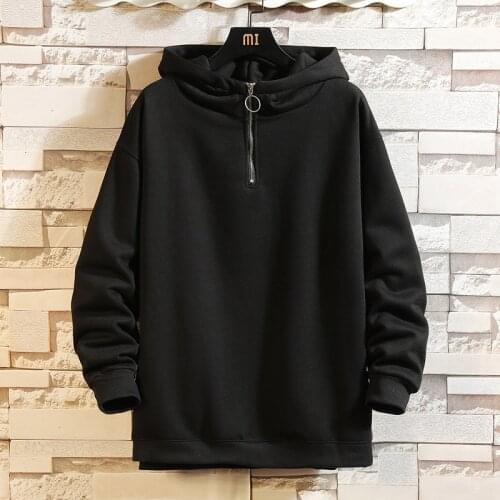Japan Style Casual Spring Autumn 2021 New Arrived Black Hoodie Sweatshirt MenS Thick Fleece Style Hip Hop High Streetwear