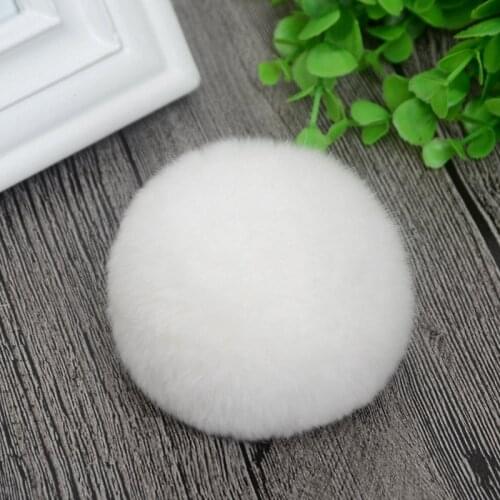 8cm Nature Genuine Rex Rabbit Fur Ball Pom Pom Fluffy DIY Winter Hat Skullies Beanies Knitted Cap Pompoms DEF001-white