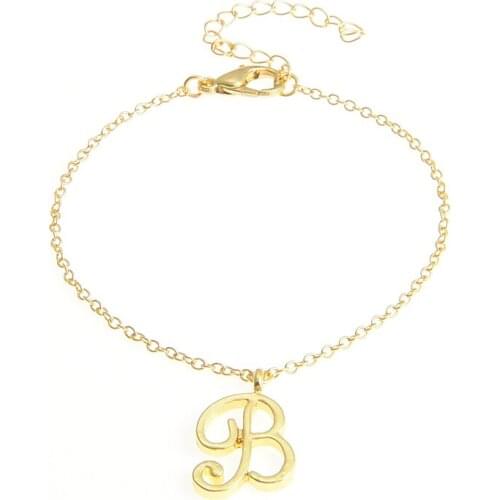 Monogram Letter B Bracelet Gift for BFF Wrist Chain Bracelets Cursive Acronym Name Jewelry
