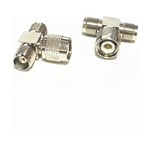 1PC NEW TNC Male Plug to 2*TNC female jack T Type splitter RF Coax Adapter convertor straight Nickelplated wholesale