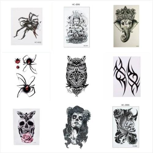 10 Styles Big Temporary Fake Tattoos Stickers Black Death Skull Tattoos Large Arm Should Temporary Tattoo For Men women