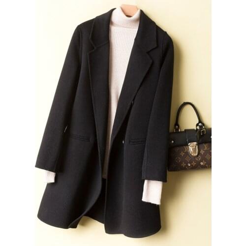 100% Wool Coat Female Jacket Double Breasted Long Coat Spring Autumn Coats and Jackets Women Overcoat Manteau Femme 820 KJ6066