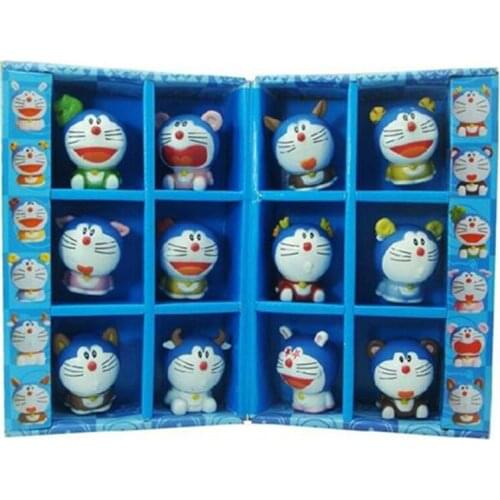 12pcs/set Creative12 Chinese zodiac Doraemon Decoration Japan one piece anime figures Doraemon Comics Garage Kits toy doll