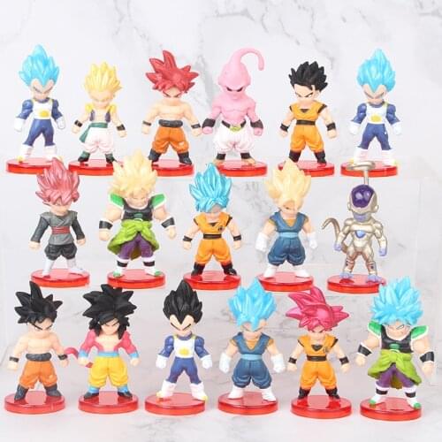 16pcs/Set Funny Joy Dragon Ball Z Son Goku Vegeta Action Mini Anime Figure Super Saiyan Figura Kids Gift Figurine Toys