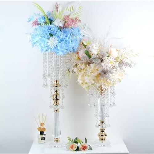 IMUWEN Acrylic Flower Vase Luxury Stand Golden Wedding/ Table Centerpiece Party Road Lead Home Decor IM824