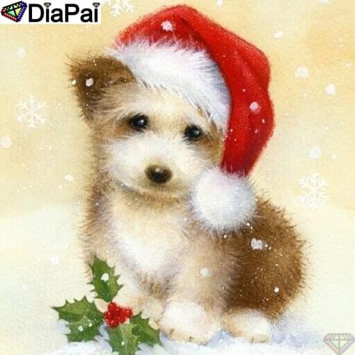 DiaPai Diamond Painting 5D DIY 100% Full Square/Round Drill "Christmas dog" Diamond Embroidery Cross Stitch 3D Decor A26791