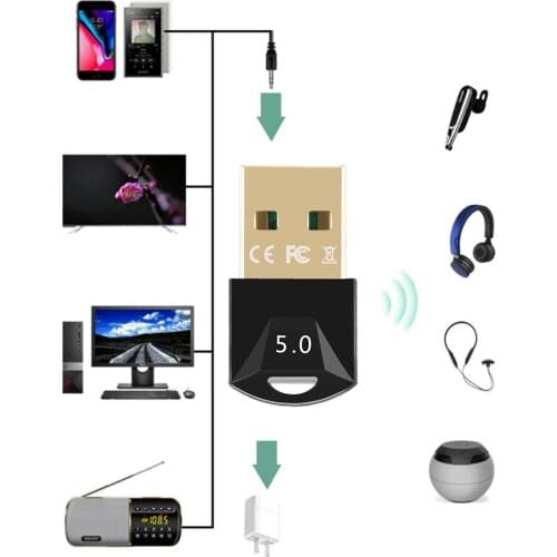 Aux Audio Receiver Transmitter For Computer Wireless USB Adapter 5.0 For Computer Dongle USB 4.0 PC Adapter Receiver Transmitter