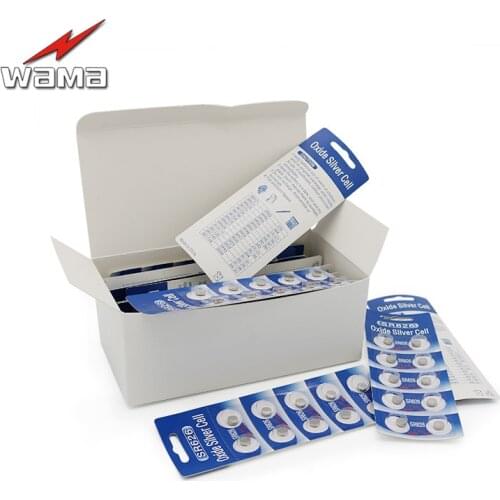 100pcs/10cards Wama SR626 Button Cell Battery 1.55V SR66 376/377 Silver Oxide Batteries
