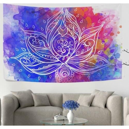 Bohemia Style Lotus Flower Geometric Wall Tapestry Dorm Throw Bedroom Room Decorative Window Doorway Hanging Curtain