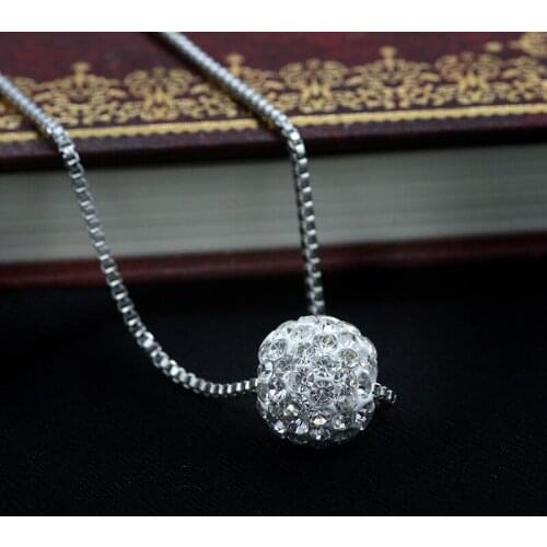 Full Rhinestone Ball Pendant Necklaces Fashion Women Silver Crystal Beads Pendants Statement Charm Choker Link Chain Jewelry